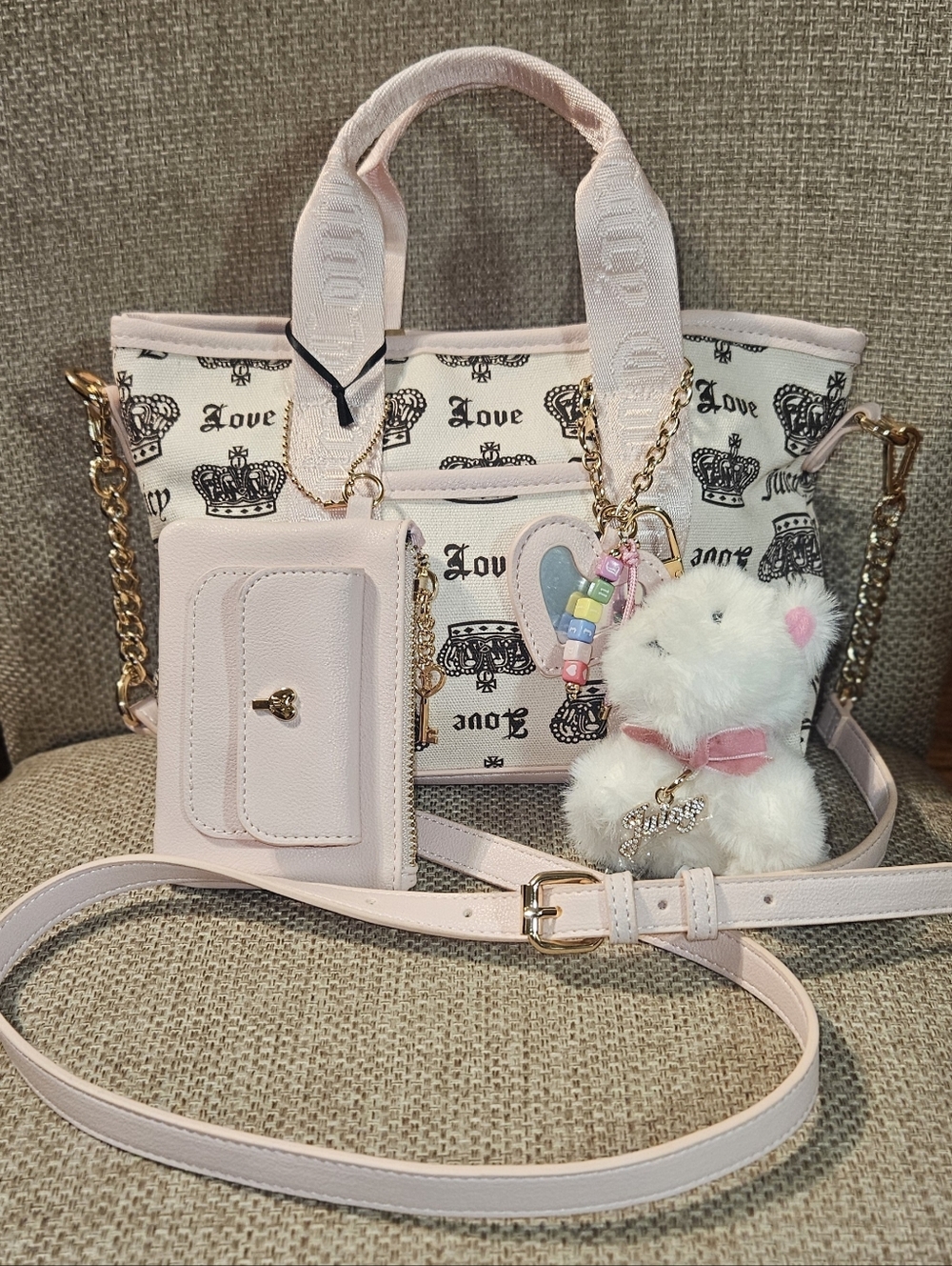 Juicy Couture Juicy Festival Mini Bag Featuring Plush Bear Charm